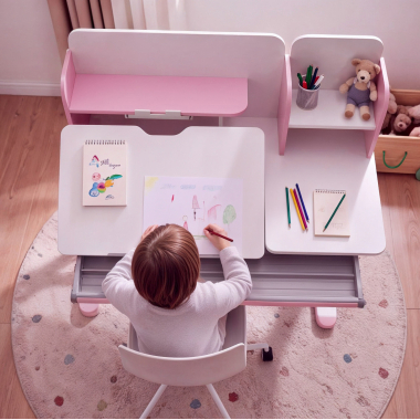 jugendschreibtisch weiss rosa ergokid 4