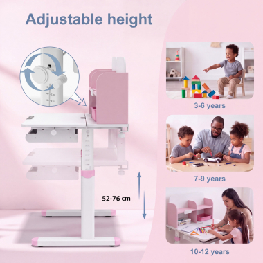 jugendschreibtisch weiss rosa ergokid 5