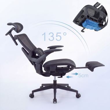 ergonomischer burostuhl schwarz halo z3 netzstoff 4d verstellbare armlehnen lordosenstutze kopfstutze ausziehbare fussstutze 10