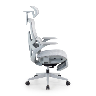 ergonomischer burostuhl weiss grau halo z3 netzstoff 4d verstellbare armlehnen lordosenstutze kopfstutze ausziehbare fussstutze 4