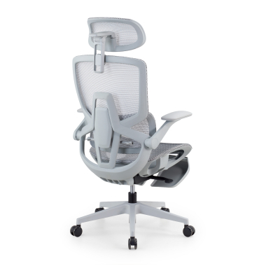 ergonomischer burostuhl weiss grau halo z3 netzstoff 4d verstellbare armlehnen lordosenstutze kopfstutze ausziehbare fussstutze 11