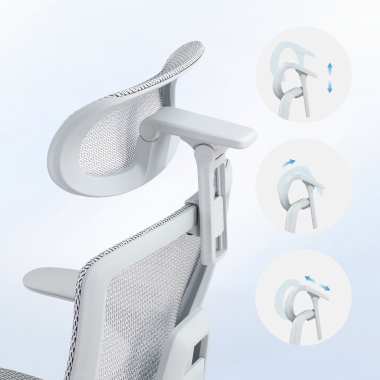 ergonomischer burostuhl weiss grau halo z3 netzstoff 4d verstellbare armlehnen lordosenstutze kopfstutze ausziehbare fussstutze 7