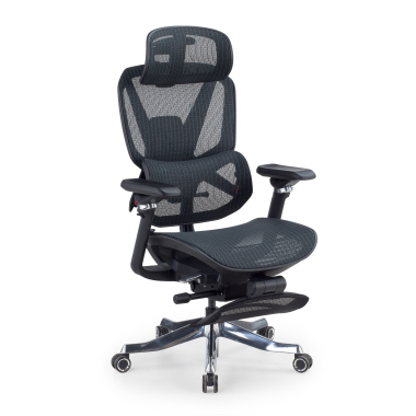 ergonomischer burostuhl schwarz glide ultra netzstoff 5d verstellbare armlehnen lordosenstutze kopfstutze ausziehbare fussstutze 1