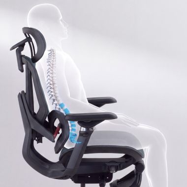 ergonomischer burostuhl schwarz glide ultra netzstoff 5d verstellbare armlehnen lordosenstutze kopfstutze ausziehbare fussstutze 9