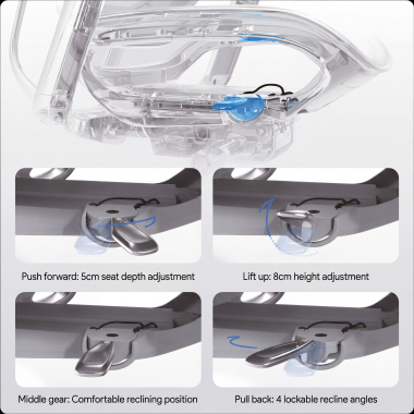 ergonomischer burostuhl weiss grau glide ultra netzstoff 5d verstellbare armlehnen lordosenstutze kopfstutze ausziehbare fussstutze 14