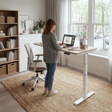 hohenverstellbarer schreibtisch weiss pure black erghos pro 2