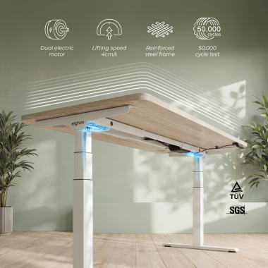 hohenverstellbarer schreibtisch weiss flax oak erghos pro 4