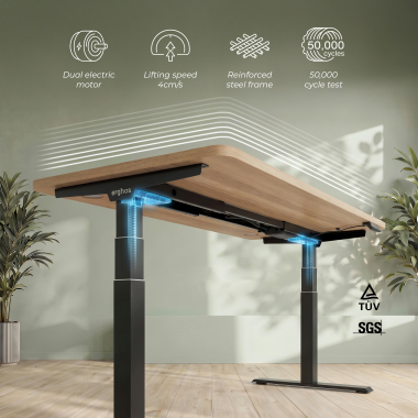 hohenverstellbarer schreibtisch schwarz flax oak erghos pro 4