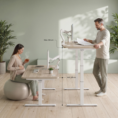 hohenverstellbarer schreibtisch weiss red oak erghos pro 7