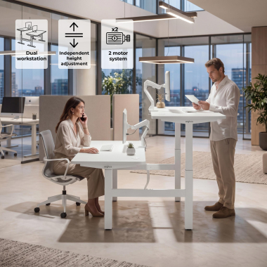 hohenverstellbarer schreibtisch weiss red oak erghos go 3