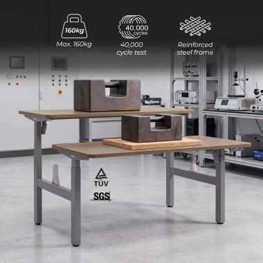 hohenverstellbarer schreibtisch aluminio flax oak erghos go 7