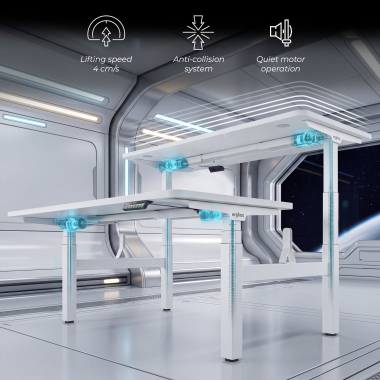 hohenverstellbarer schreibtisch weiss pure black erghos pro 5