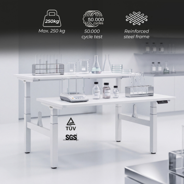 hohenverstellbarer schreibtisch weiss warm white erghos pro 7