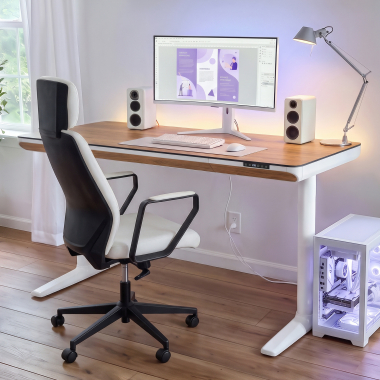 hohenverstellbarer schreibtisch weiss light walnut nolan 18