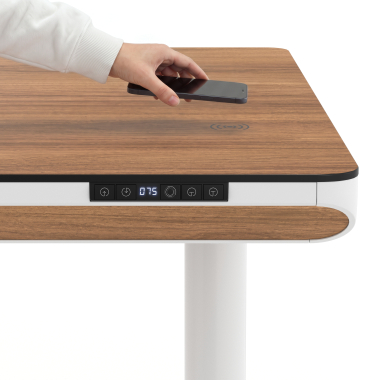 hohenverstellbarer schreibtisch weiss light walnut nolan 5
