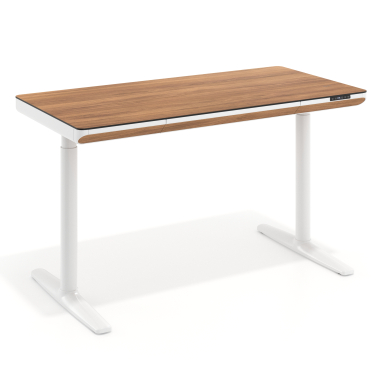 hohenverstellbarer schreibtisch weiss light walnut nolan 1