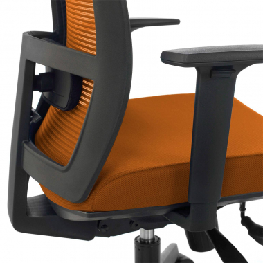 ergonomischer burostuhl orange schwarzes gestell netzstoff 1d verstellbare armlehnen lordosenstutze 6