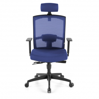 ergonomischer burostuhl blau schwarze struktur kopfstutze netzstoff 1d verstellbare armlehnen lordosenstutze kopfstutze 4