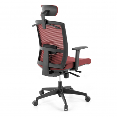 ergonomischer burostuhl rot schwarze struktur kopfstutze netzstoff 1d verstellbare armlehnen lordosenstutze kopfstutze 7