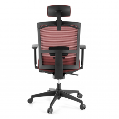 ergonomischer burostuhl rot schwarze struktur kopfstutze netzstoff 1d verstellbare armlehnen lordosenstutze kopfstutze 8