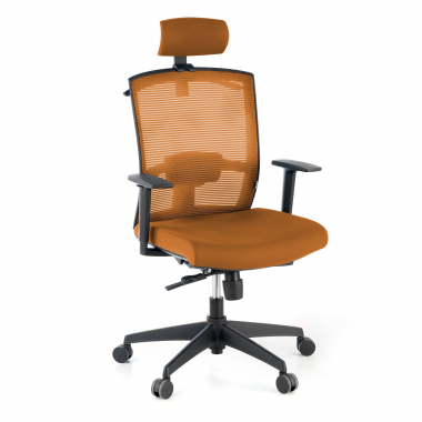 ergonomischer burostuhl orange schwarze struktur kopfstutze netzstoff 1d verstellbare armlehnen lordosenstutze kopfstutze 1