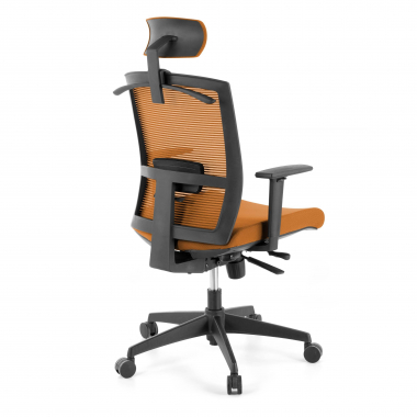 ergonomischer burostuhl orange schwarze struktur kopfstutze netzstoff 1d verstellbare armlehnen lordosenstutze kopfstutze 7