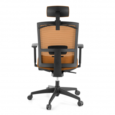 ergonomischer burostuhl orange schwarze struktur kopfstutze netzstoff 1d verstellbare armlehnen lordosenstutze kopfstutze 8