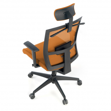 ergonomischer burostuhl orange schwarze struktur kopfstutze netzstoff 1d verstellbare armlehnen lordosenstutze kopfstutze 5