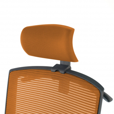 ergonomischer burostuhl orange schwarze struktur kopfstutze netzstoff 1d verstellbare armlehnen lordosenstutze kopfstutze 9
