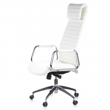 chefsessel weiss naturleder naturleder gepolsterte armlehnen kopfstutze 7