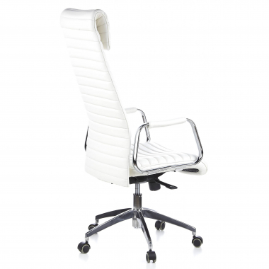 chefsessel weiss naturleder naturleder gepolsterte armlehnen kopfstutze 6