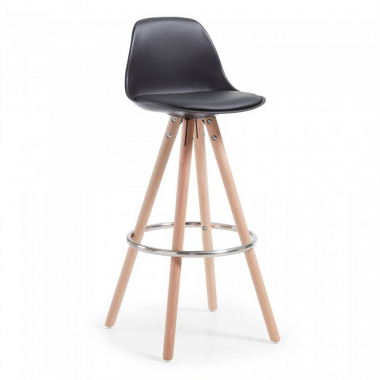 barhocker schwarz hocker holzbeine kunstleder ohne armlehnen 1