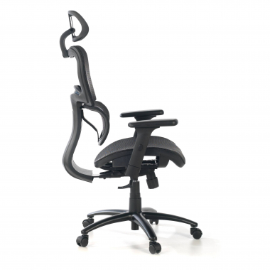 ergonomischer burostuhl schwarz schwarze struktur netzstoff 3d verstellbare armlehnen doppelte lordosenstutze kopfstutze 8