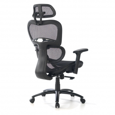 ergonomischer burostuhl schwarz schwarze struktur netzstoff 3d verstellbare armlehnen doppelte lordosenstutze kopfstutze 7