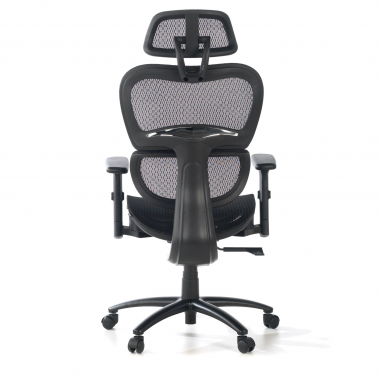 ergonomischer burostuhl schwarz schwarze struktur netzstoff 3d verstellbare armlehnen doppelte lordosenstutze kopfstutze 6
