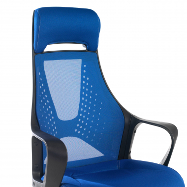 burostuhl blau schwarzes gestell netzstoff feste armlehnen kopfstutze 4