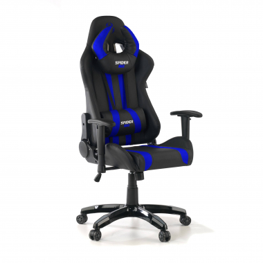 gaming stuhl blau spider kunstleder bewegliche armlehnen lumbal und nackenkissen kopfstutze 1