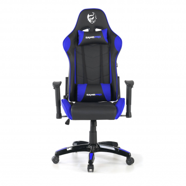 gaming stuhl blau game pro kunstleder bewegliche armlehnen lumbal und nackenkissen kopfstutze 4