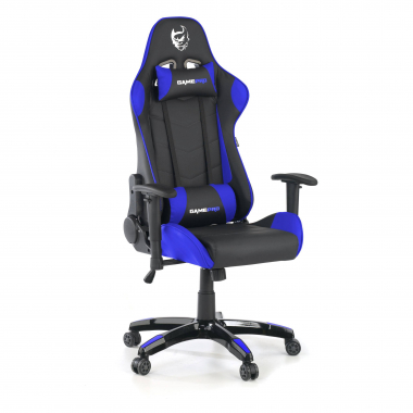 gaming stuhl blau game pro kunstleder bewegliche armlehnen lumbal und nackenkissen kopfstutze 1