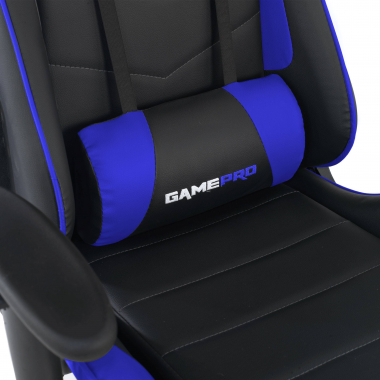 gaming stuhl blau game pro kunstleder bewegliche armlehnen lumbal und nackenkissen kopfstutze 6