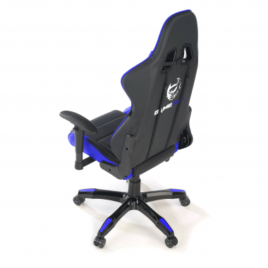 gaming stuhl blau game pro kunstleder bewegliche armlehnen lumbal und nackenkissen kopfstutze 8