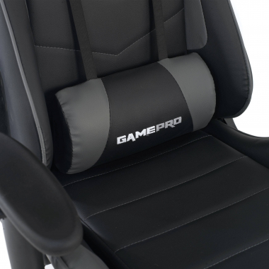 gaming stuhl grau game pro kunstleder bewegliche armlehnen lumbal und nackenkissen kopfstutze 6
