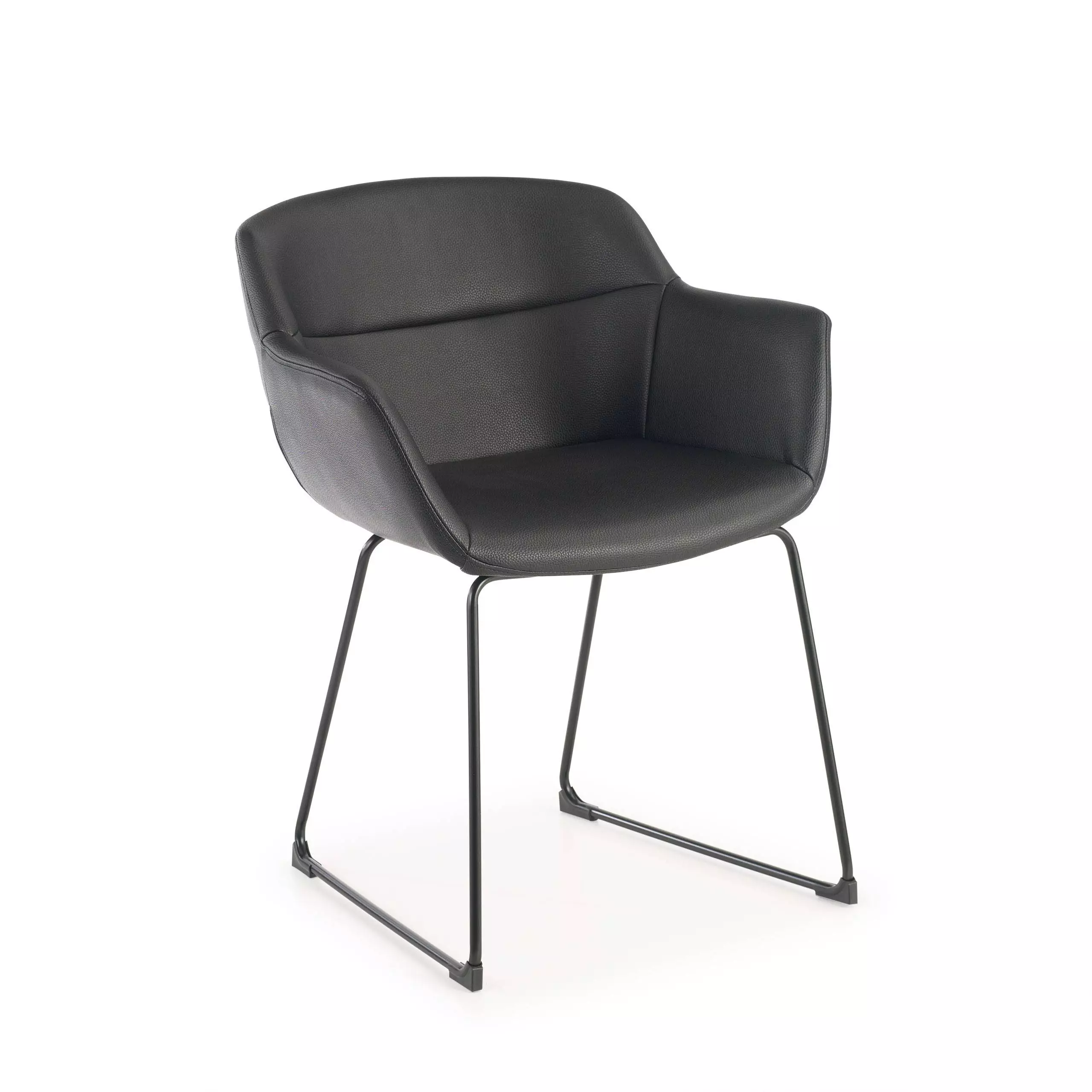 Konferenzstuhl Ores, Kufen, Gepolsterter Sitz, Kunstleder