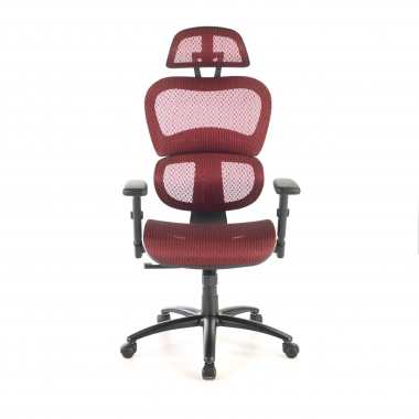 ergonomischer burostuhl rot schwarze struktur netzstoff 3d verstellbare armlehnen doppelte lordosenstutze kopfstutze 5
