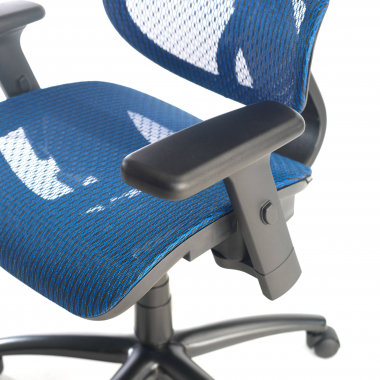 ergonomischer burostuhl blau schwarze struktur netzstoff 3d verstellbare armlehnen doppelte lordosenstutze kopfstutze 6