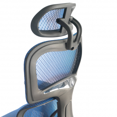ergonomischer burostuhl blau schwarze struktur netzstoff 3d verstellbare armlehnen doppelte lordosenstutze kopfstutze 7