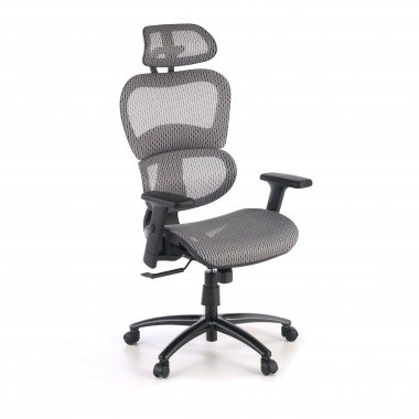 ergonomischer burostuhl grau schwarze struktur netzstoff 3d verstellbare armlehnen doppelte lordosenstutze kopfstutze 1