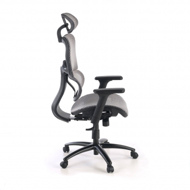 ergonomischer burostuhl grau schwarze struktur netzstoff 3d verstellbare armlehnen doppelte lordosenstutze kopfstutze 8