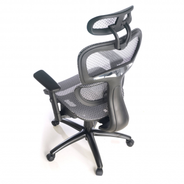 ergonomischer burostuhl grau schwarze struktur netzstoff 3d verstellbare armlehnen doppelte lordosenstutze kopfstutze 10