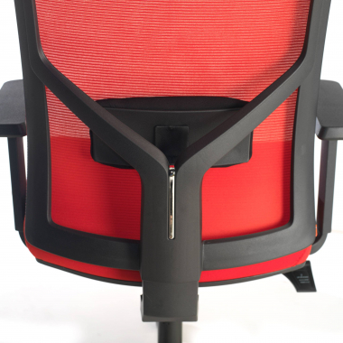 ergonomischer burostuhl rot schwarze struktur kopfstutze netzstoff 1d verstellbare armlehnen lordosenstutze 6